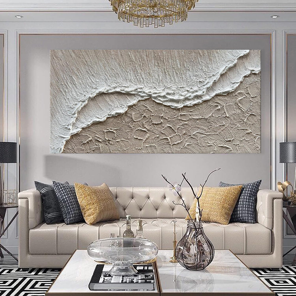 Écume Blanche — Hand-Painted Textured Ocean Canvas