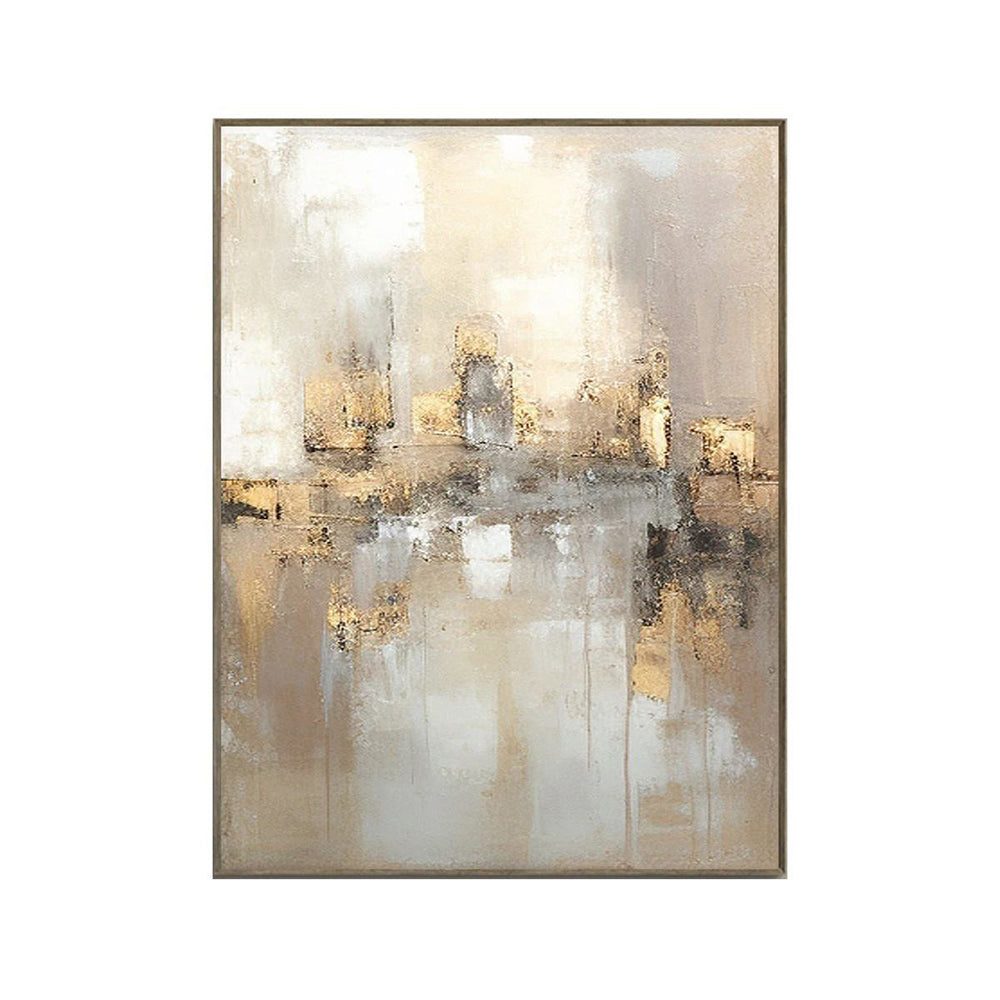 Aureate Horizon — Hand-Painted Abstract Gold Cityscape