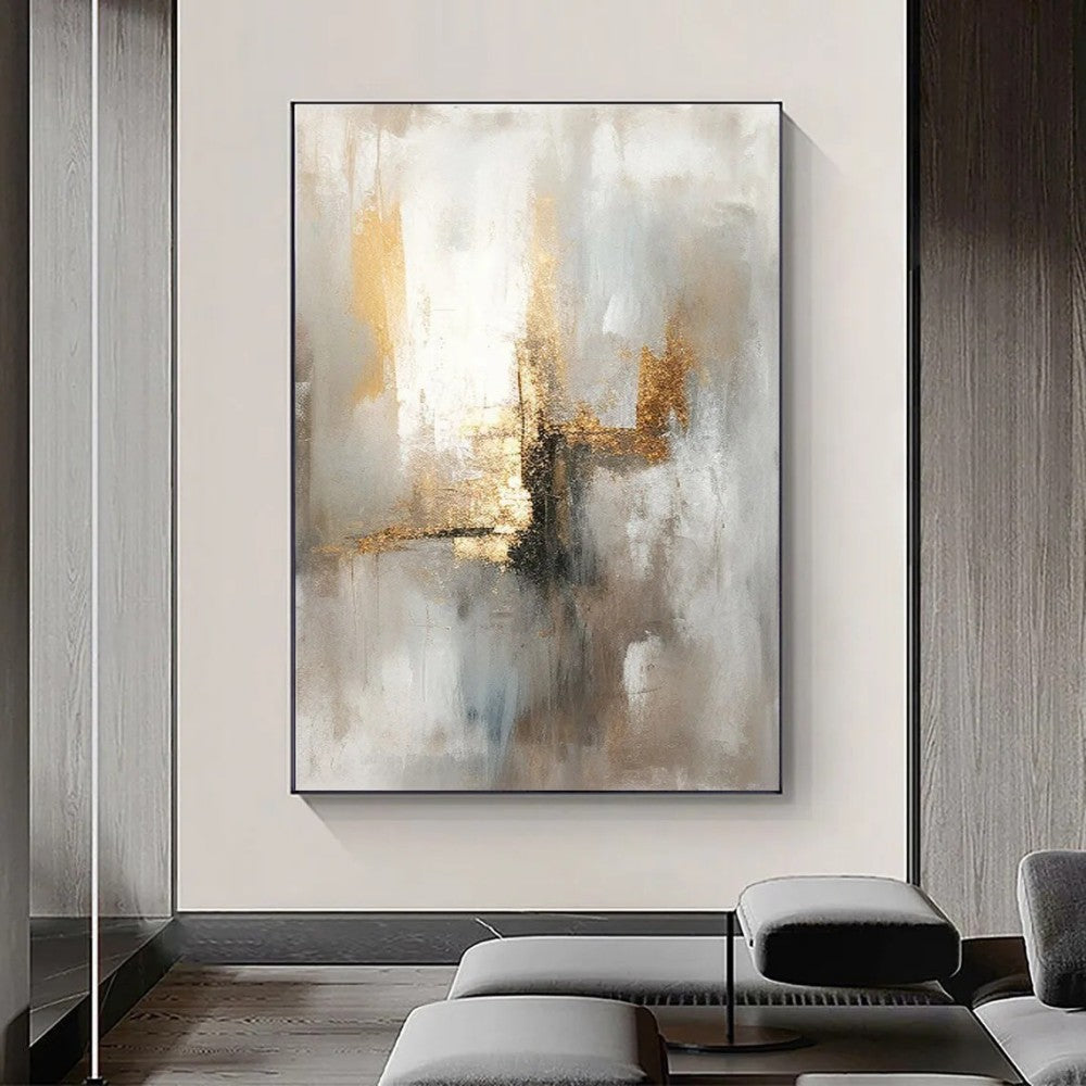 Aureate Horizon — Hand-Painted Abstract Gold Cityscape