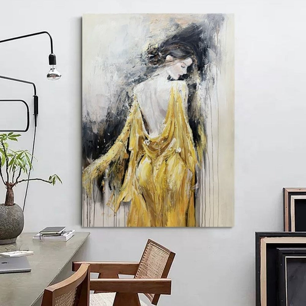 L’Or en Silence — Hand-Painted Figurative Masterpiece