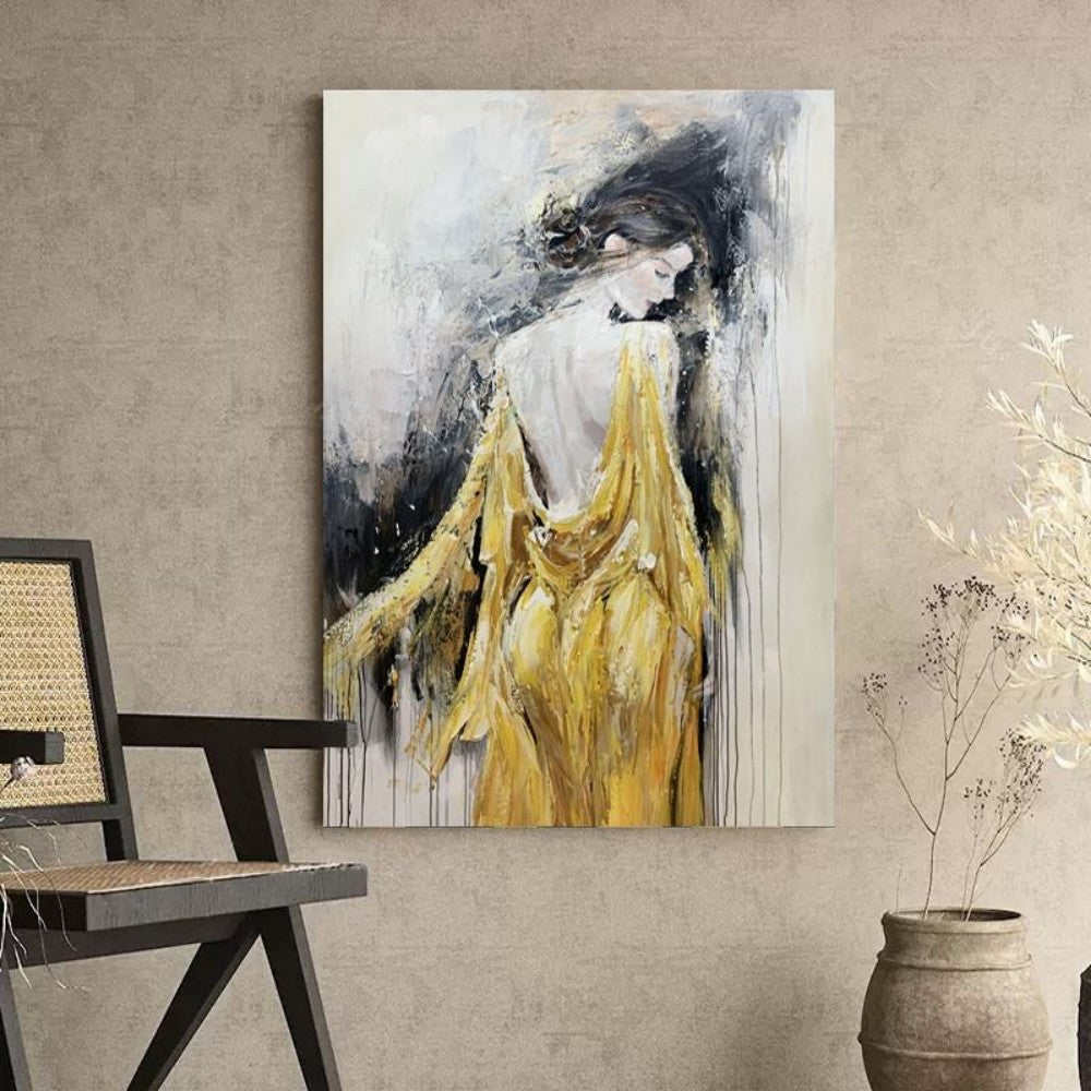 L’Or en Silence — Hand-Painted Figurative Masterpiece