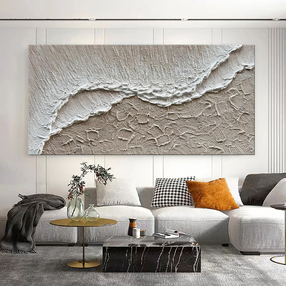 Écume Blanche — Hand-Painted Textured Ocean Canvas