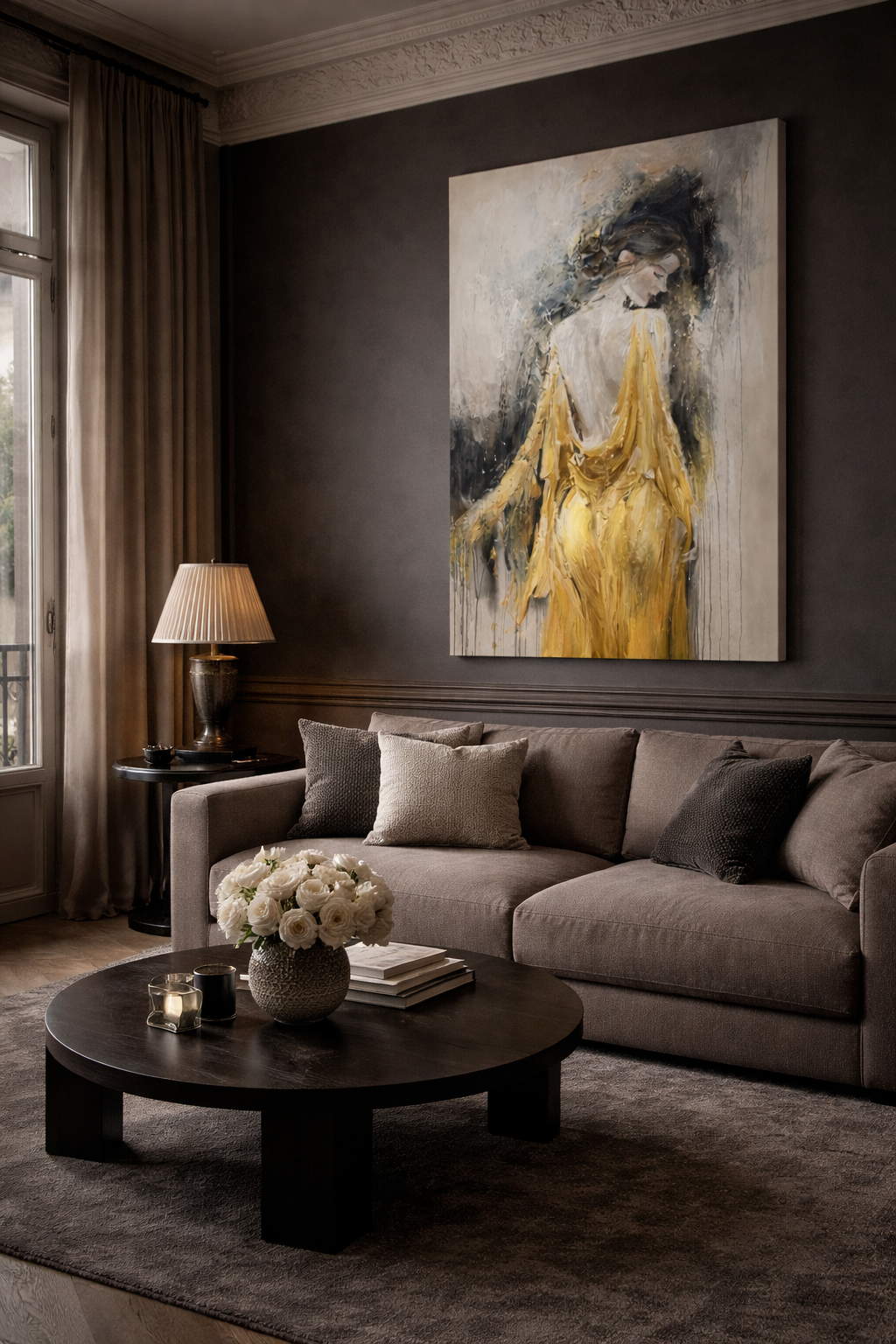 L’Or en Silence — Hand-Painted Figurative Masterpiece