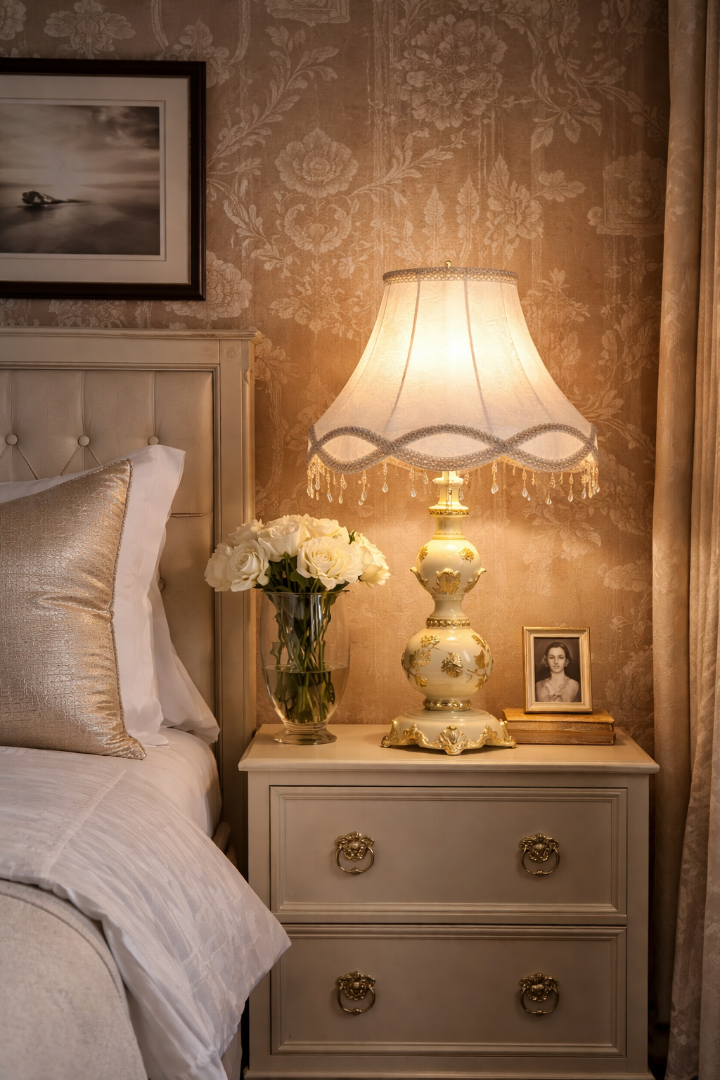 Lumière Élégance — Vintage Lace Crystal Table Lamp