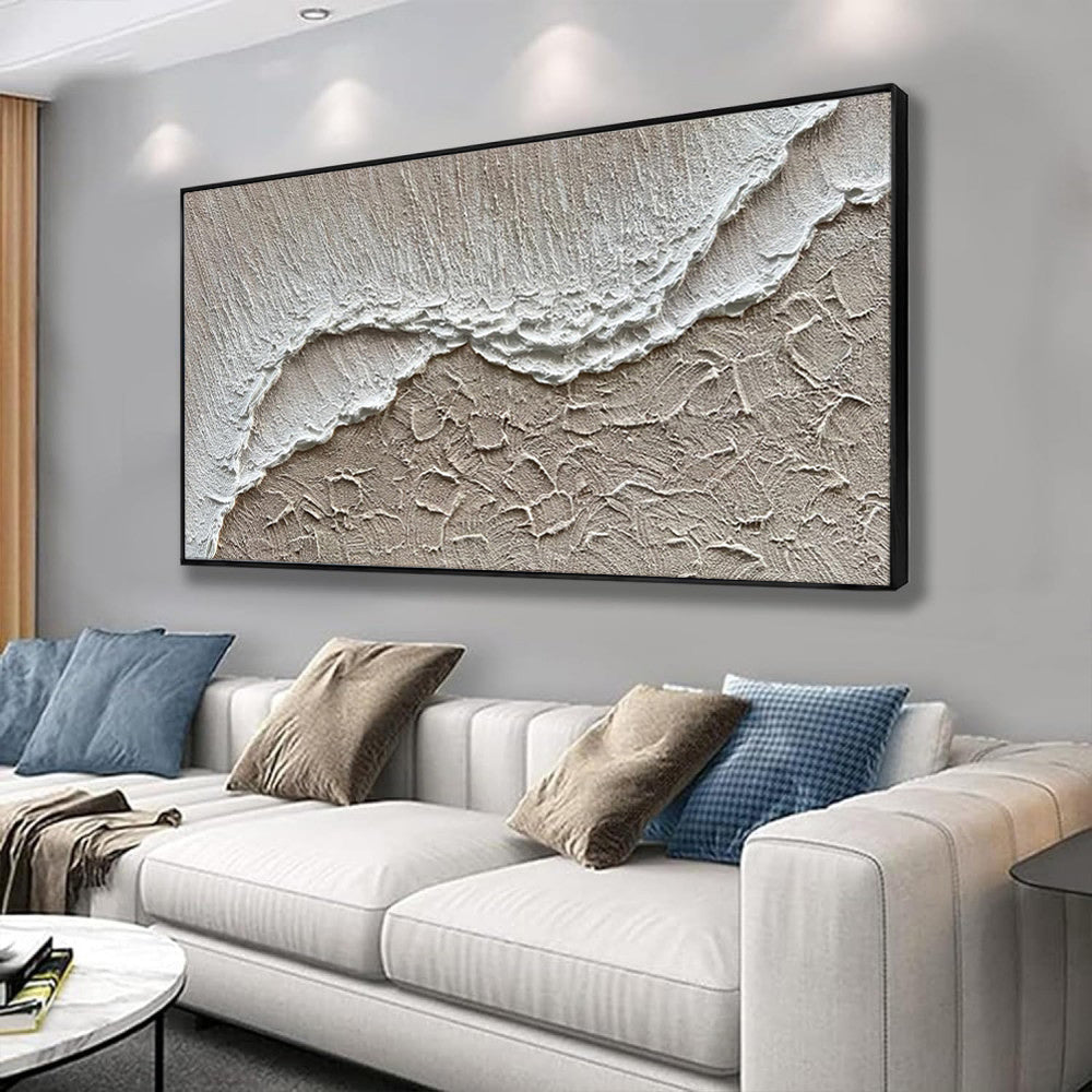 Écume Blanche — Hand-Painted Textured Ocean Canvas