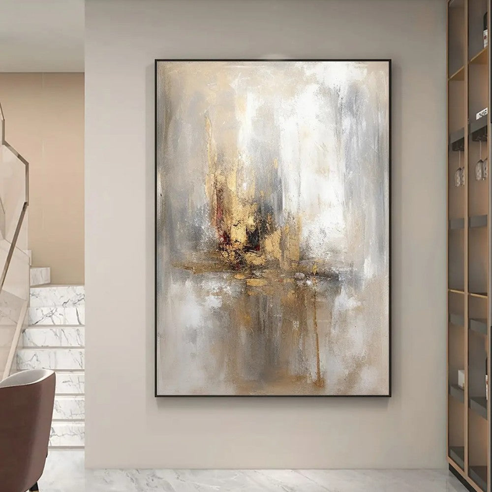 Aureate Horizon — Hand-Painted Abstract Gold Cityscape