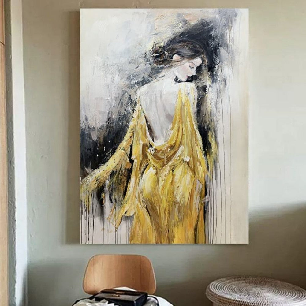 L’Or en Silence — Hand-Painted Figurative Masterpiece