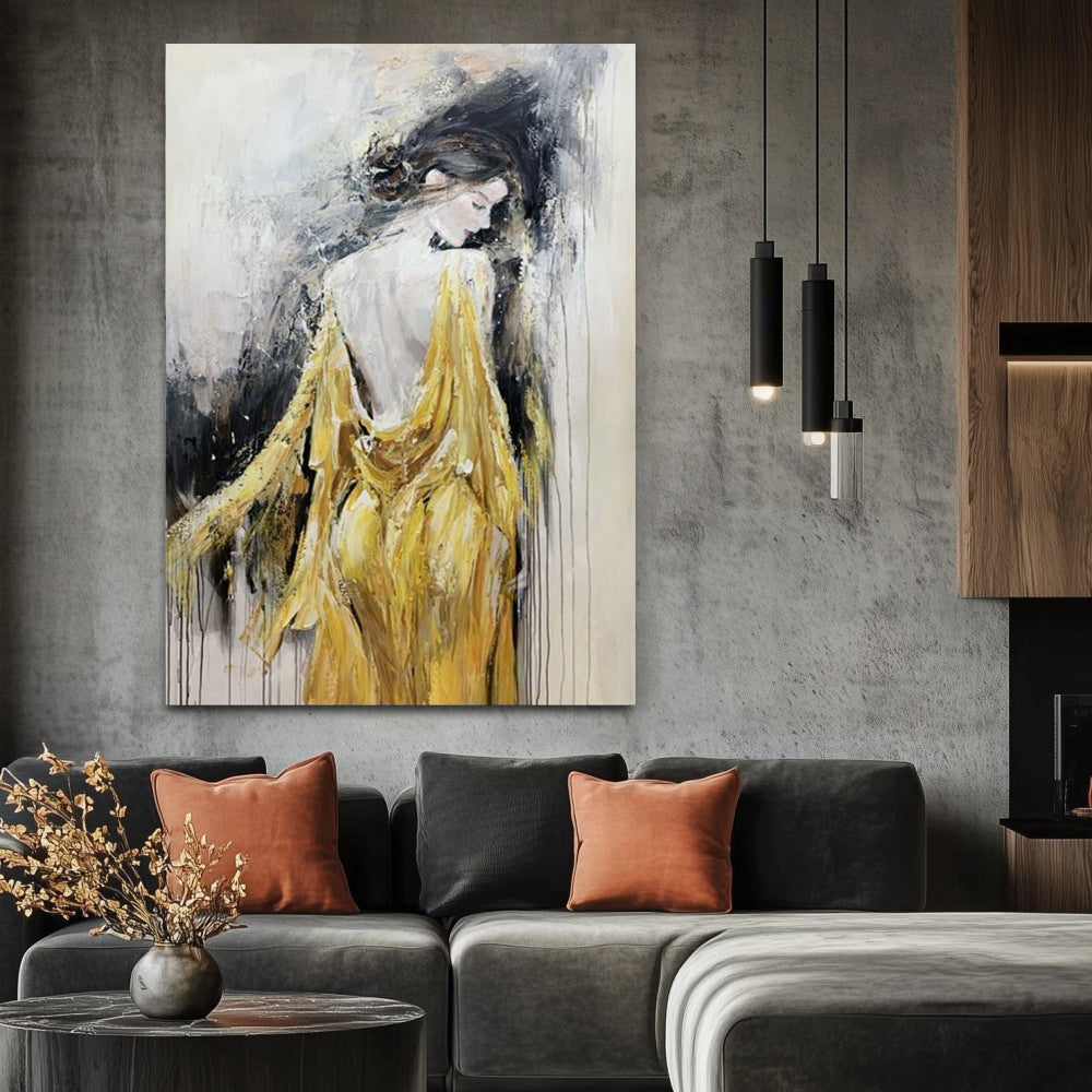 L’Or en Silence — Hand-Painted Figurative Masterpiece